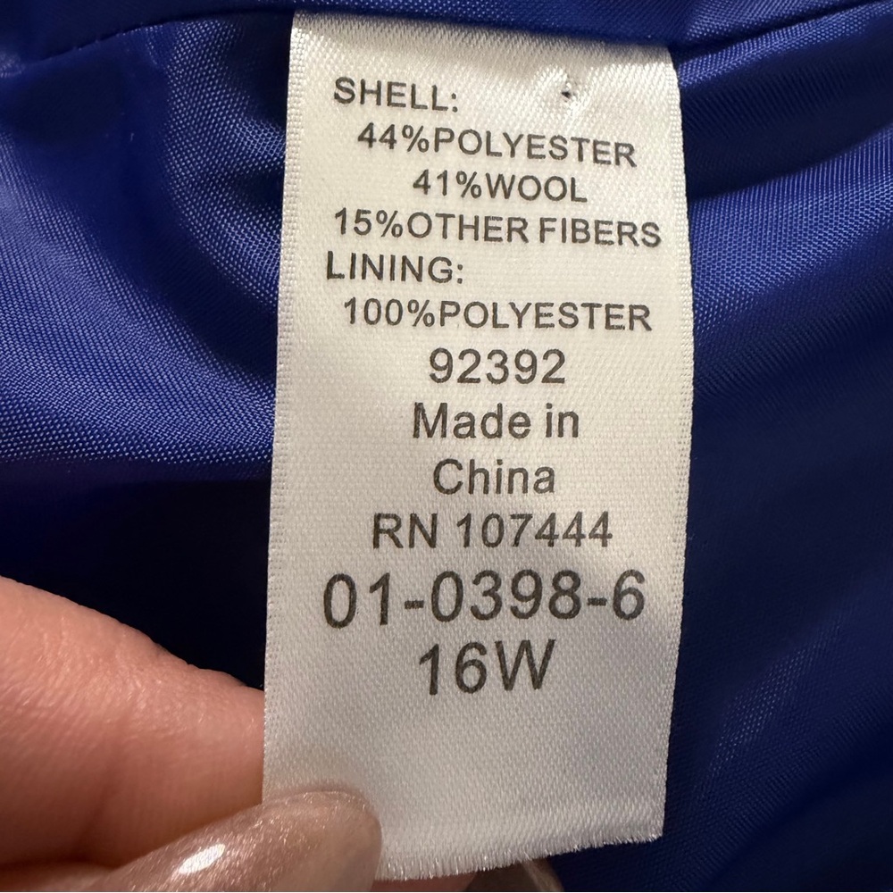 Jessica London Blue Wool Blend Double Breasted Peacoat Women's Sz 16W - Picture 5 of 6